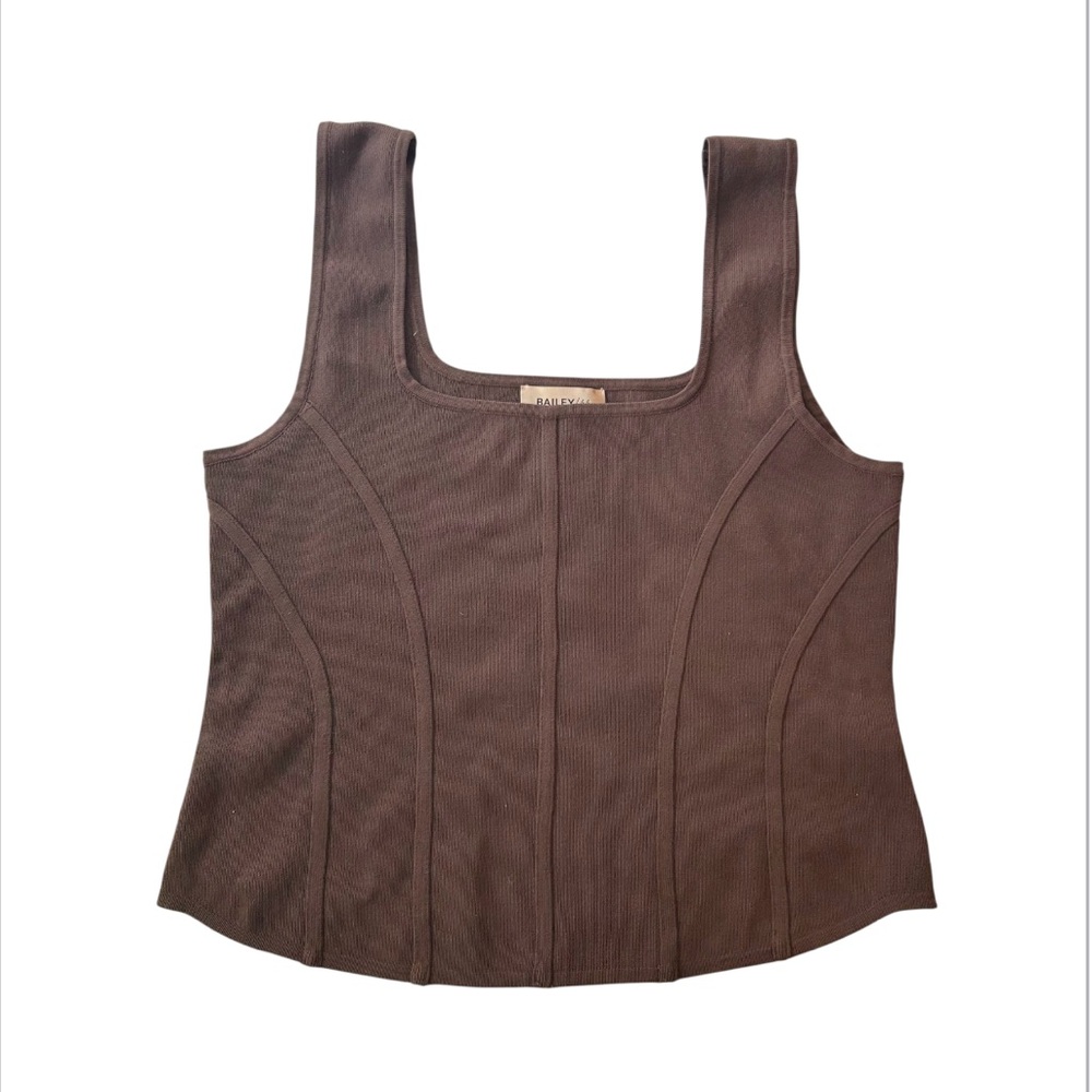 Bailey 44 Knit Square Neck Brown Sleeveless Top